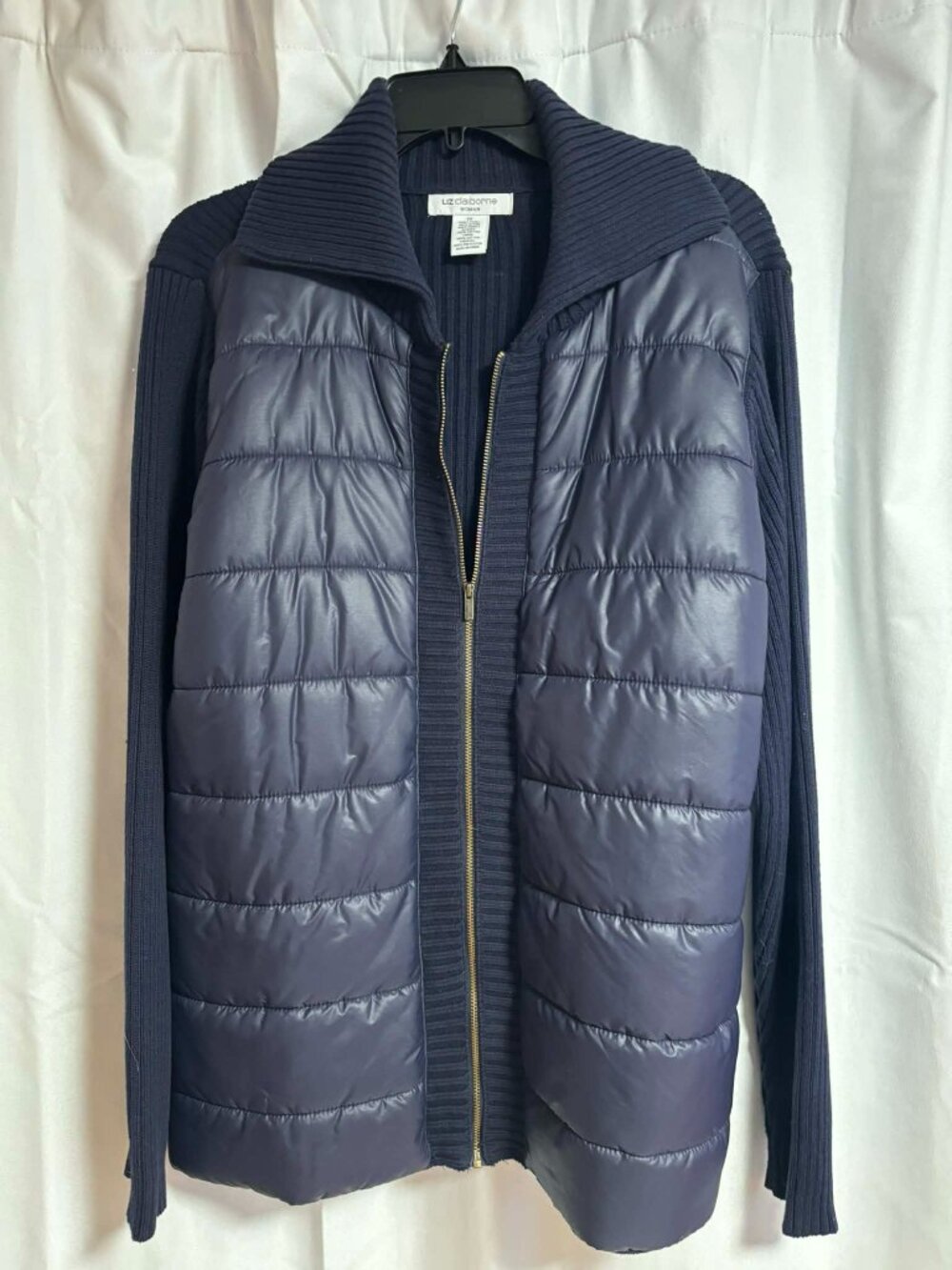 Liz Claiborne Navy Knit / Puff Zipper Jacket Size 1X